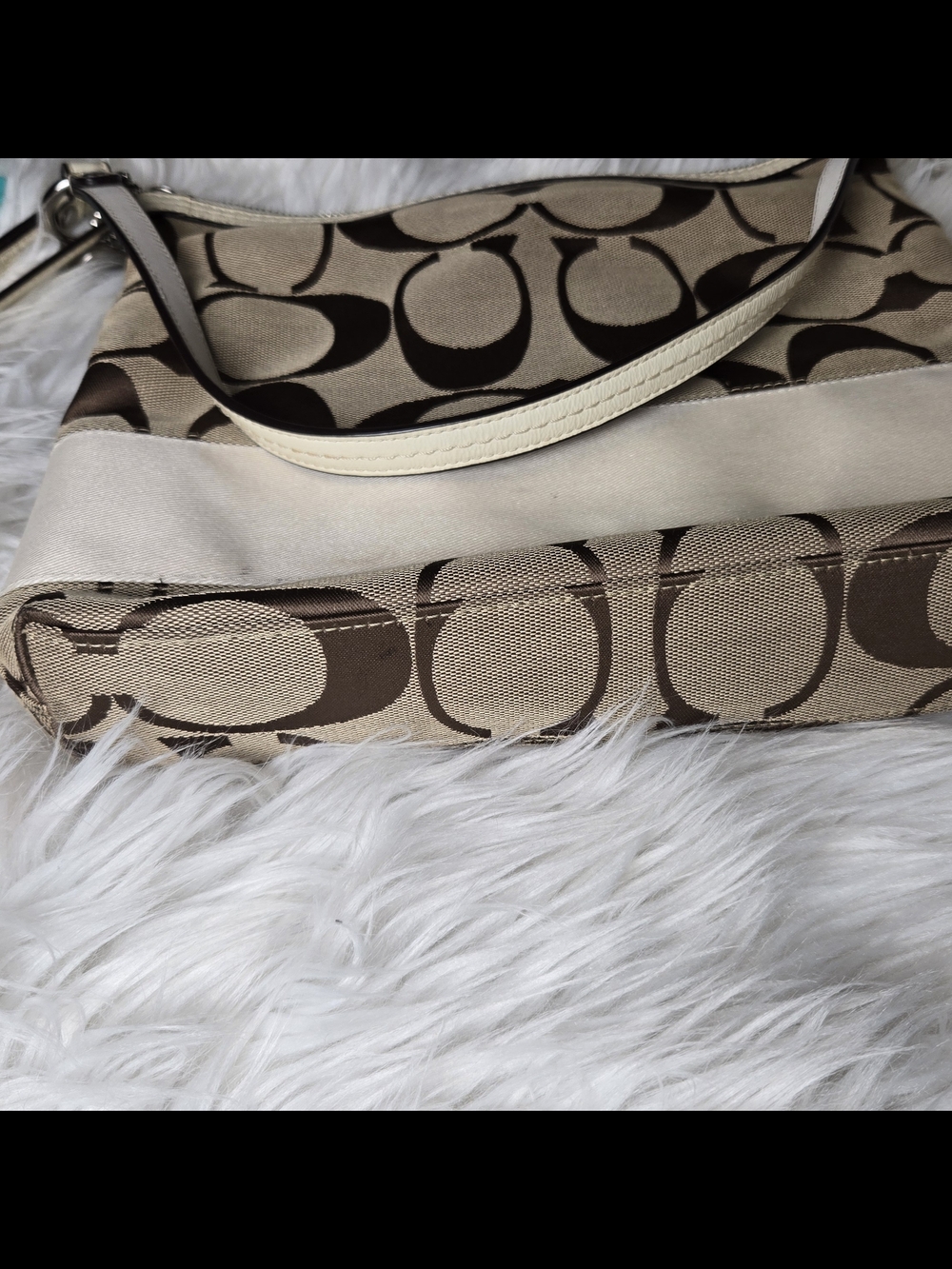 Coach Brown Signature Canvas and Cream Trim Shoulder Bag - Picture 6 of 6